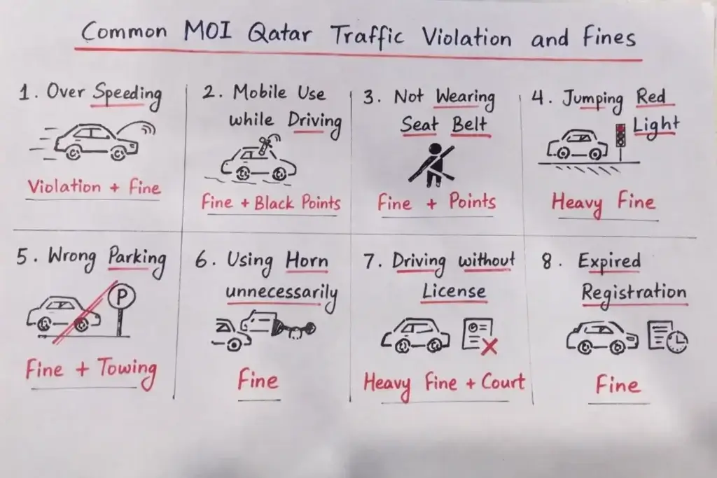 Common MOI Qatar Traffic Violation and Fines